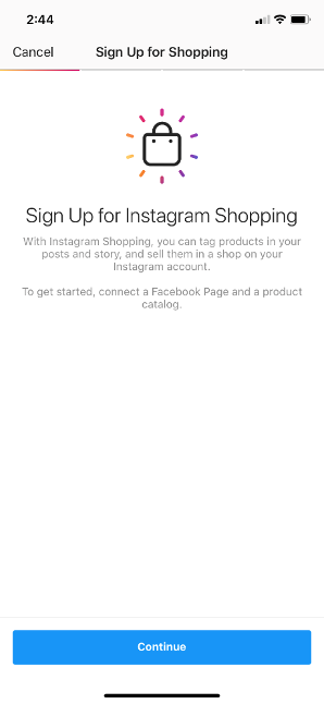 "Sign Up for Instagram Shopping"