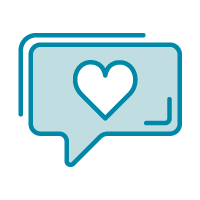 speech bubble with heart icon