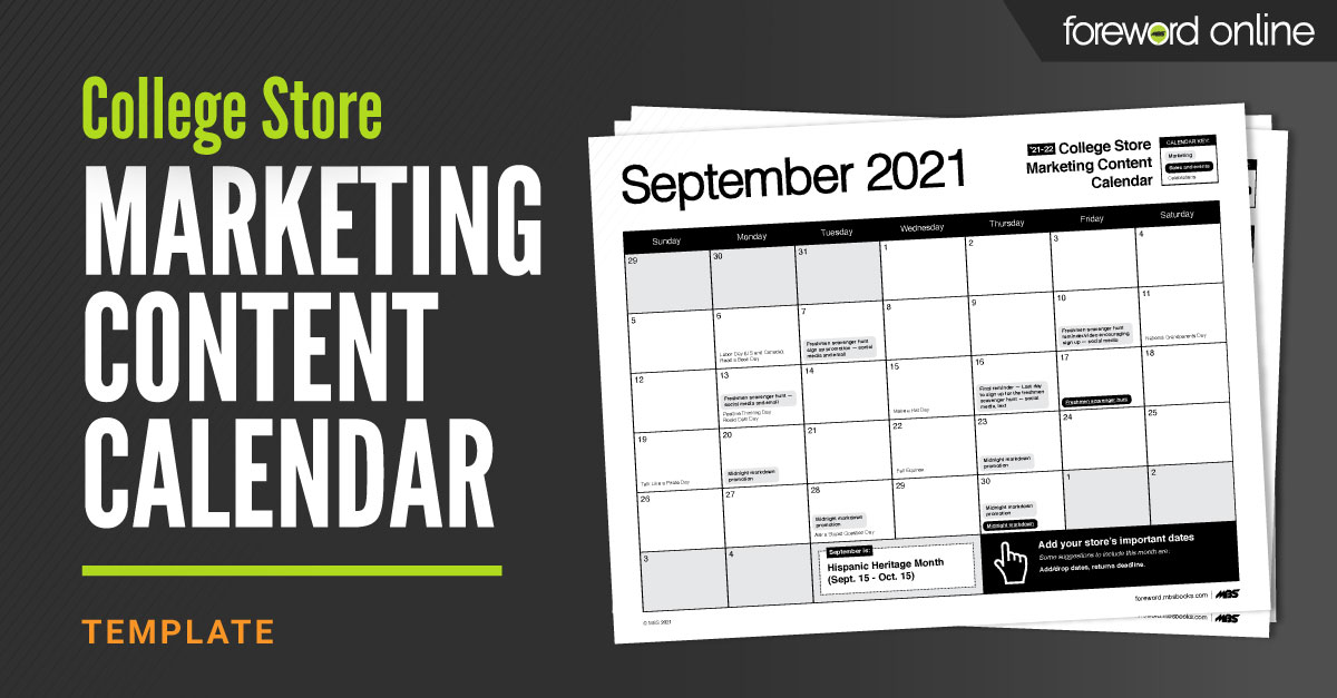 College Store Marketing Content Calendar Template