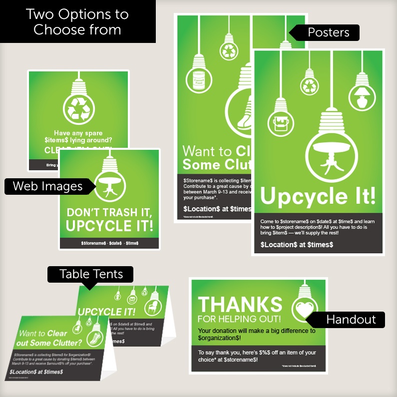 Download: all donation drive and Upcycle It! marketing materials